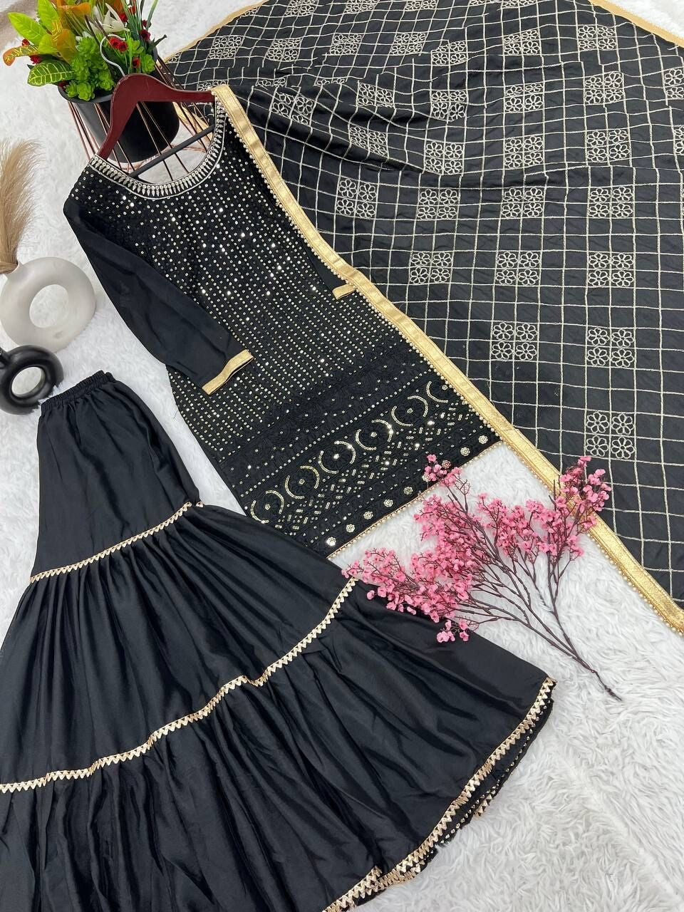 Sharara suit for women PartyWear Embroidery Kurti Salwar Kameez set Indian Dress