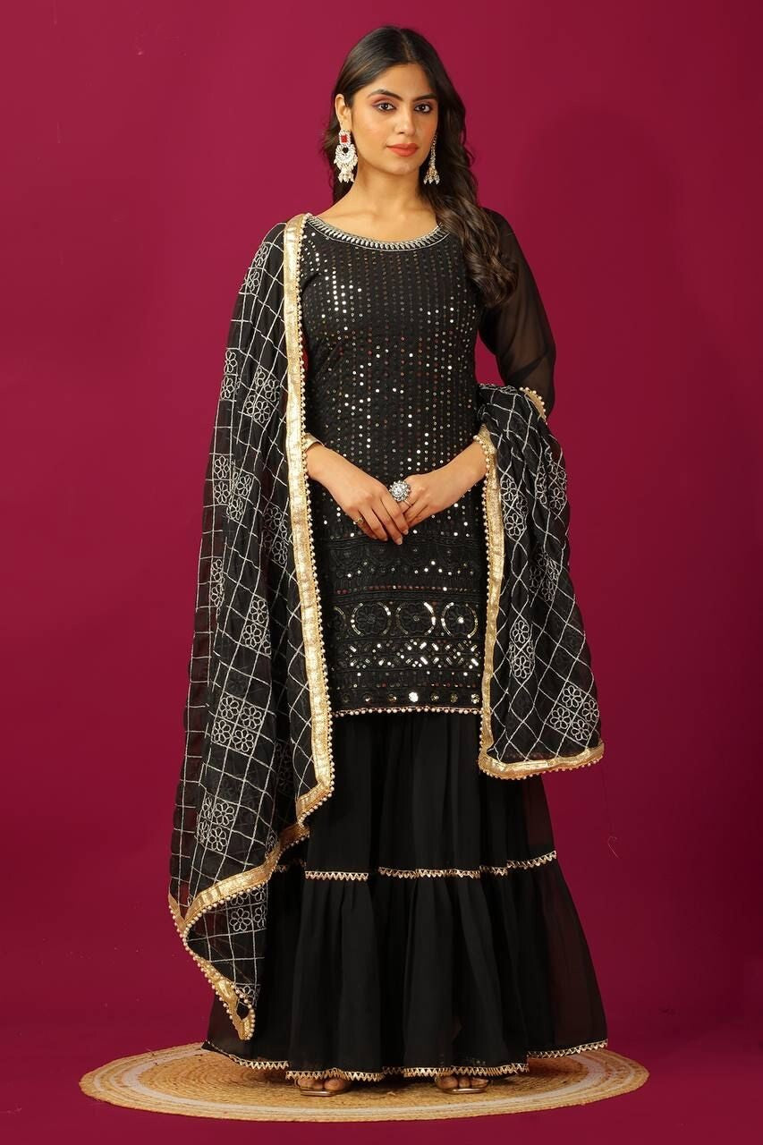 Sharara suit for women PartyWear Embroidery Kurti Salwar Kameez set Indian Dress