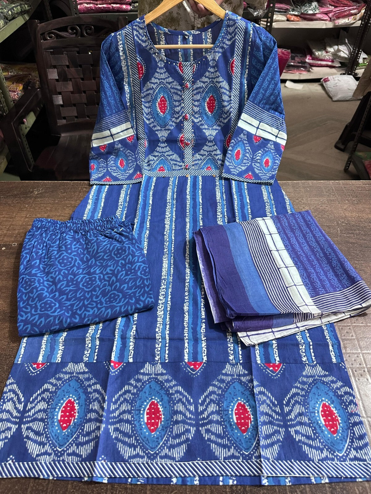 CottonKurti, Sawlar kameez blue, partty wear kurti, designer kurti, heavy salwar kameez, indian kurti, ready to wear kurti , women suit, long kurti