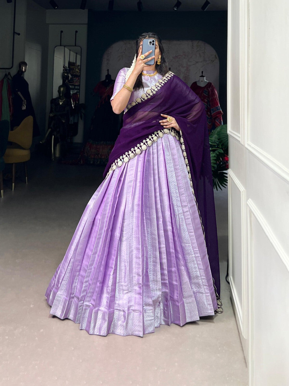 Lavender Lehenga Choli,
Bollywood Style Lehenga,
Indian Wedding Lehenga Set,
Designer Embroidered Lehenga,
Jacquard Silk Dupatta Lehenga,
Sequins Thread Work Choli,
Ready to Wear Lehenga Set,
Pakistani Lehenga for Women,
Cocktail Party Lehenga Dress,
Traditional Indian Outfit,
Stitched Lehenga with Zip Closure,
Lavender Bridal Lehenga,
Wedding Guest Lehenga Choli,
Handmade Indian Lehenga,
Festive Wear Lehenga Set,