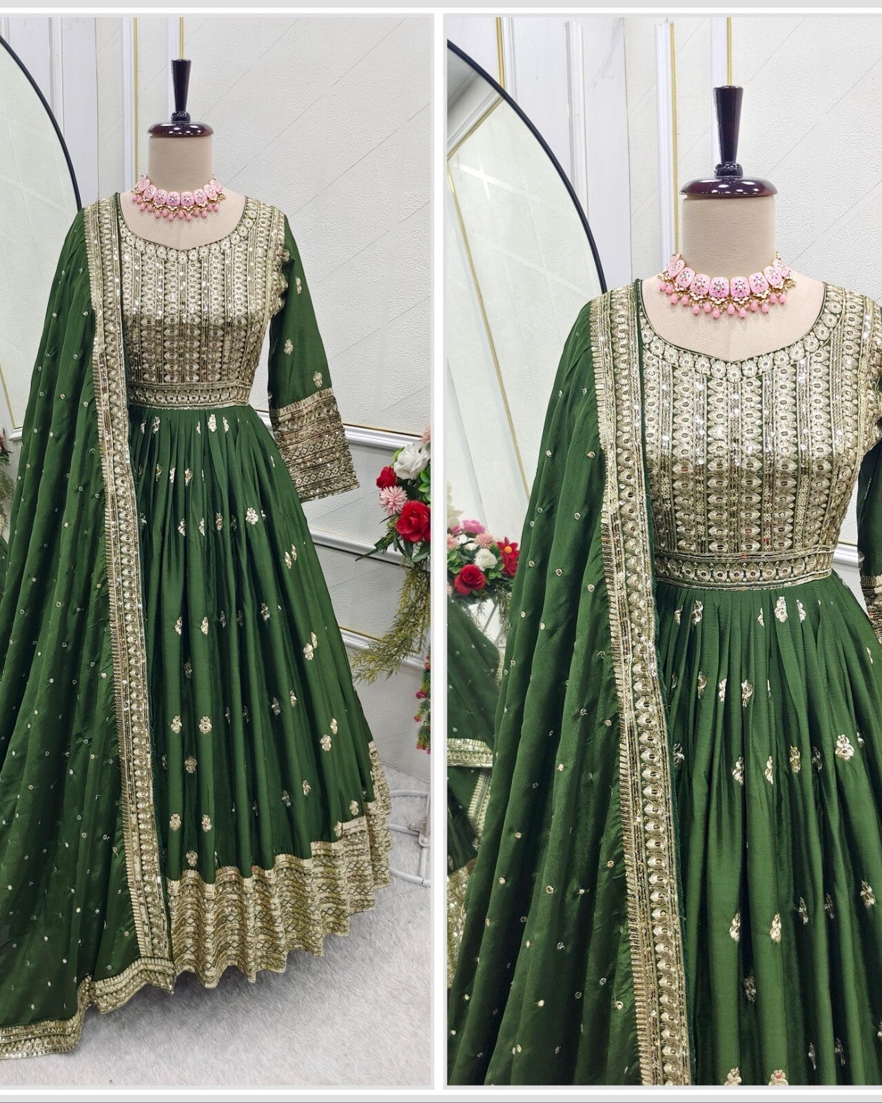 Green Anarkali Gown Set,
Chinon Silk Dupatta Dress,
Bollywood Style Wedding Gown,
Indian Wedding Gown Set,
Pakistani Eid Outfit for Women,
Embroidered Gown with Pants,
Ready to Wear Ethnic Dress,
Anarkali Gown with Sequence Work,
3 Piece Wedding Dress Set,
Heavy Micro Cotton Inner Gown,
Scoop Neck Anarkali Suit,
Stylish Party Wear Gown Set,
Traditional Indian Outfit for Women,
Festive Wear Ethnic Gown,
Full Stitched Gown Set,