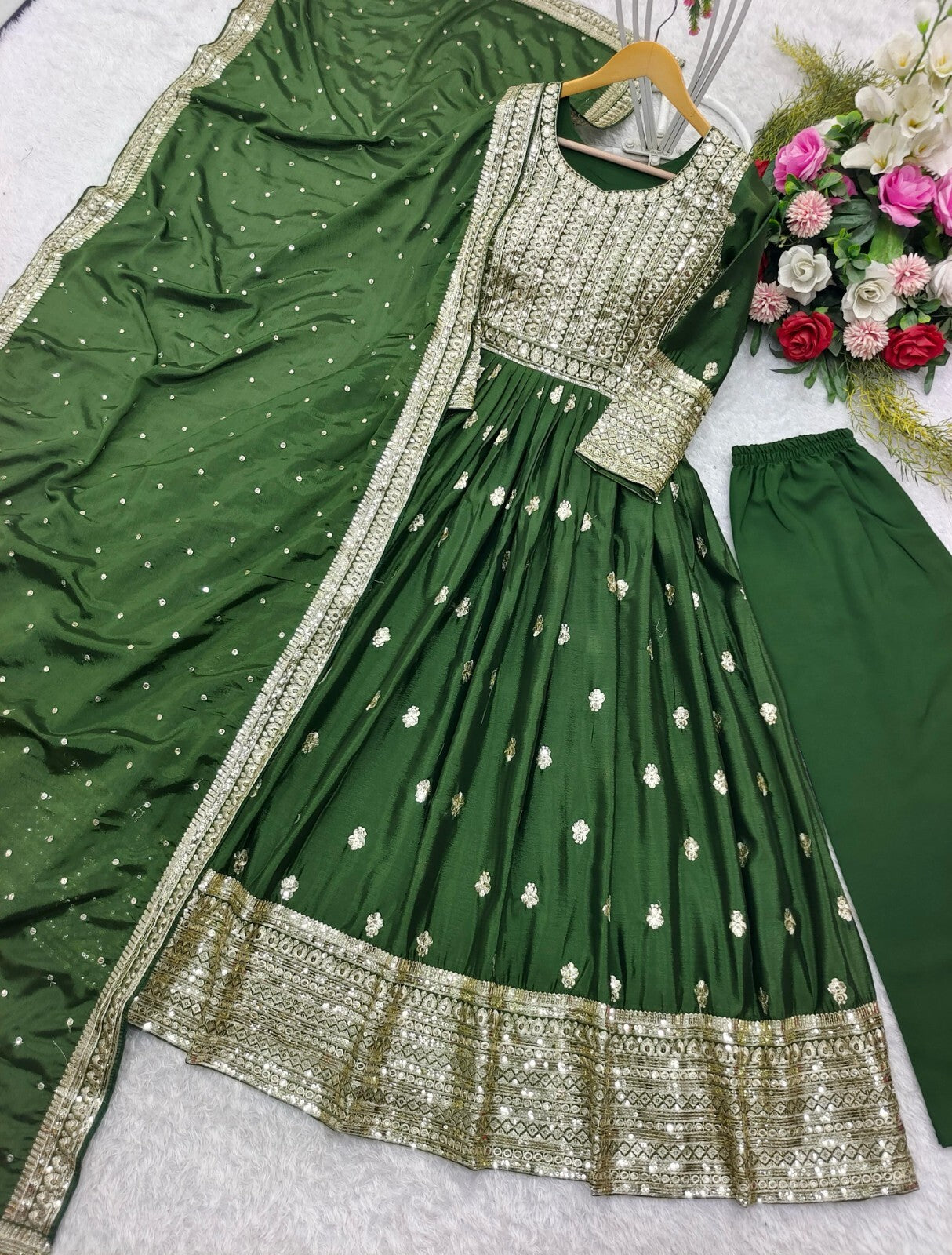 Green Anarkali Gown Set,
Chinon Silk Dupatta Dress,
Bollywood Style Wedding Gown,
Indian Wedding Gown Set,
Pakistani Eid Outfit for Women,
Embroidered Gown with Pants,
Ready to Wear Ethnic Dress,
Anarkali Gown with Sequence Work,
3 Piece Wedding Dress Set,
Heavy Micro Cotton Inner Gown,
Scoop Neck Anarkali Suit,
Stylish Party Wear Gown Set,
Traditional Indian Outfit for Women,
Festive Wear Ethnic Gown,
Full Stitched Gown Set,