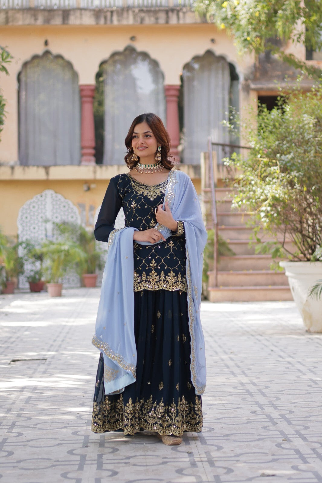 Faux Blooming Suit Set,
Sequins Embroidered Kurti,
Designer Pan Neck Kurti,
Cut Work Dupatta Dress,
Full Sleeve Kurti Set,
Party Wear Plazzo Suit,
Cotton Lined Ethnic Set,
3 Piece Kurti Plazzo Dupatta,
Ready to Wear Suit Set,
Festive Wear Kurti Set,
Wedding Guest Outfit,
Indian Ethnic Wear for Women,
Stylish Plazzo Suit Set,
Embroidered Dupatta Suit,
Standard Stitched Salwar Suit