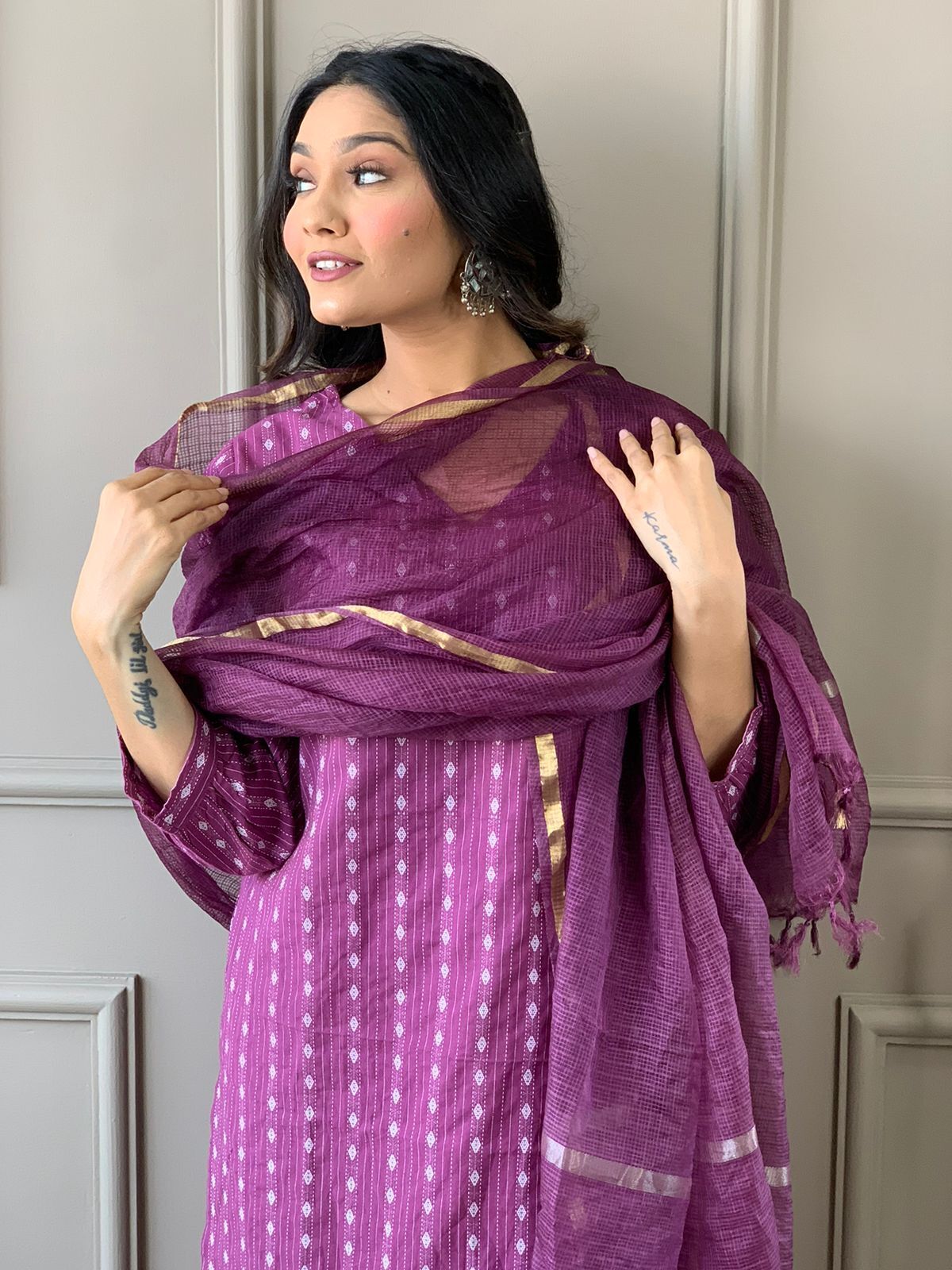 plum kurti set,purple salwar kameez,cotton kurti pant set,printed kurti design,women ethnic wear,purple cotton suit,indian traditional dress,kurti with dupatta,pakistani style kurti,casual wear kurti,office wear ethnic set,v-neck kurti set,lightweight kurti for summer,indian cotton outfit,trendy salwar kameez,purple ethnic outfit,ready to wear kurti,cotton suit for women,handcrafted cotton dress,purple kurti for women,everyday wear ethnic set,soft cotton salwar kameez,three piece suit set,women kurti latest