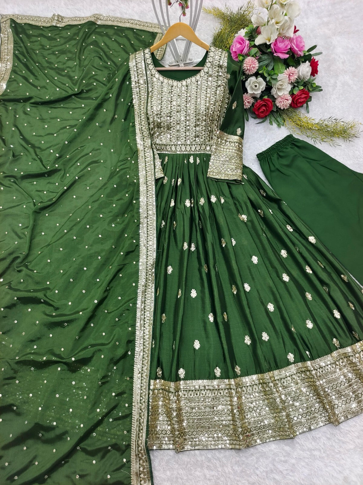 Green Anarkali Gown Set,
Chinon Silk Dupatta Dress,
Bollywood Style Wedding Gown,
Indian Wedding Gown Set,
Pakistani Eid Outfit for Women,
Embroidered Gown with Pants,
Ready to Wear Ethnic Dress,
Anarkali Gown with Sequence Work,
3 Piece Wedding Dress Set,
Heavy Micro Cotton Inner Gown,
Scoop Neck Anarkali Suit,
Stylish Party Wear Gown Set,
Traditional Indian Outfit for Women,
Festive Wear Ethnic Gown,
Full Stitched Gown Set,