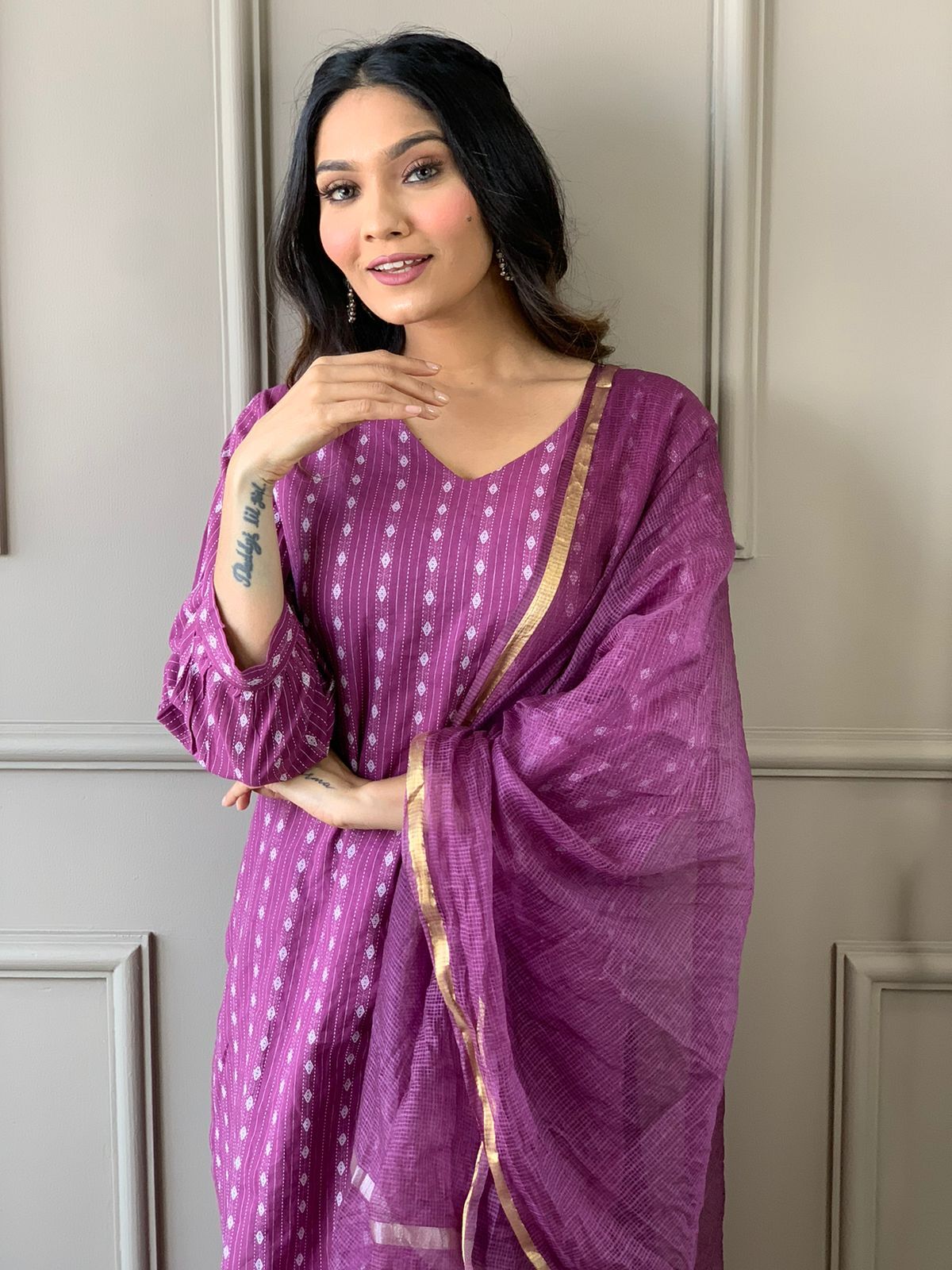 plum kurti set,purple salwar kameez,cotton kurti pant set,printed kurti design,women ethnic wear,purple cotton suit,indian traditional dress,kurti with dupatta,pakistani style kurti,casual wear kurti,office wear ethnic set,v-neck kurti set,lightweight kurti for summer,indian cotton outfit,trendy salwar kameez,purple ethnic outfit,ready to wear kurti,cotton suit for women,handcrafted cotton dress,purple kurti for women,everyday wear ethnic set,soft cotton salwar kameez,three piece suit set,women kurti latest