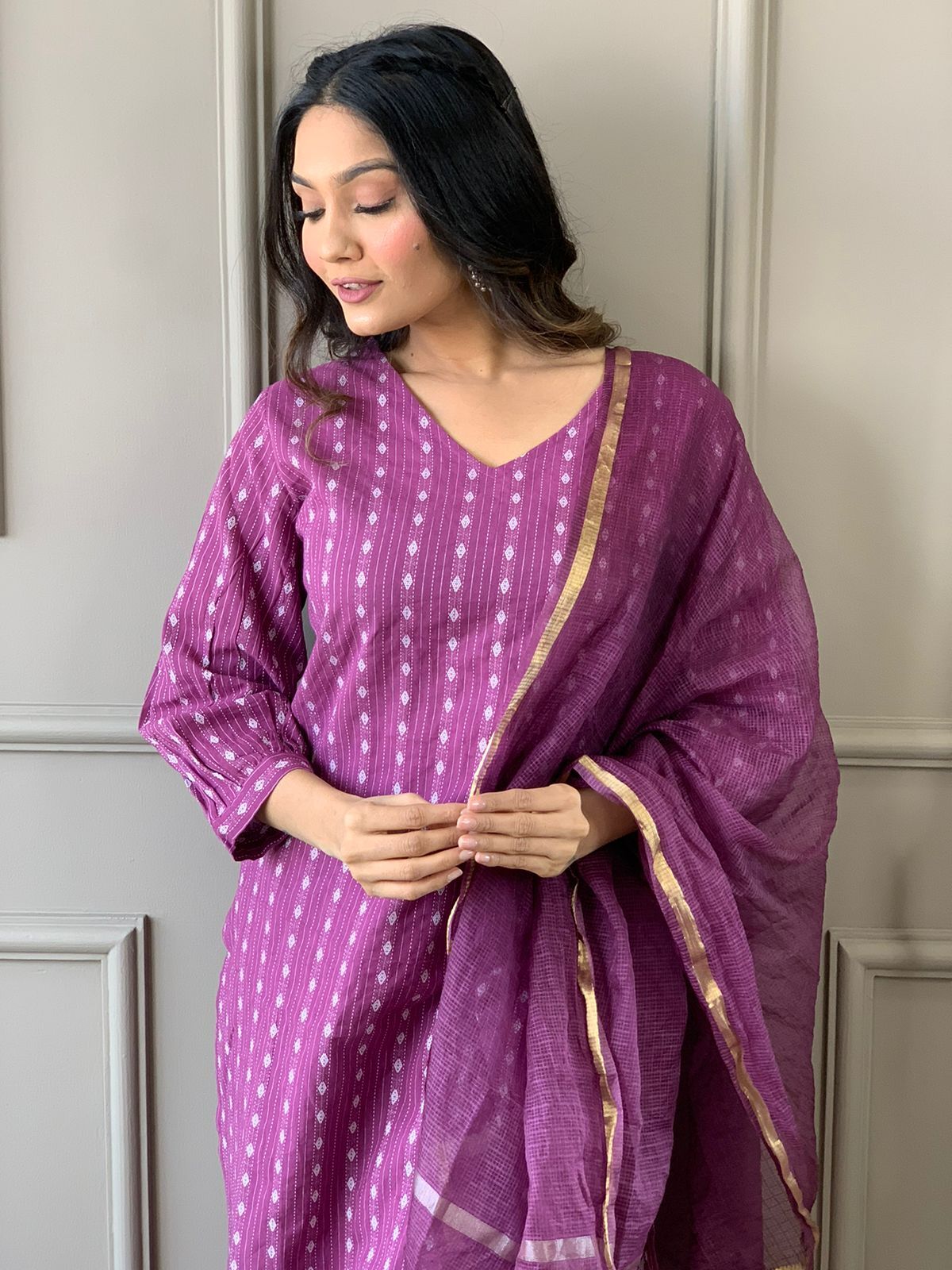 plum kurti set,purple salwar kameez,cotton kurti pant set,printed kurti design,women ethnic wear,purple cotton suit,indian traditional dress,kurti with dupatta,pakistani style kurti,casual wear kurti,office wear ethnic set,v-neck kurti set,lightweight kurti for summer,indian cotton outfit,trendy salwar kameez,purple ethnic outfit,ready to wear kurti,cotton suit for women,handcrafted cotton dress,purple kurti for women,everyday wear ethnic set,soft cotton salwar kameez,three piece suit set,women kurti latest