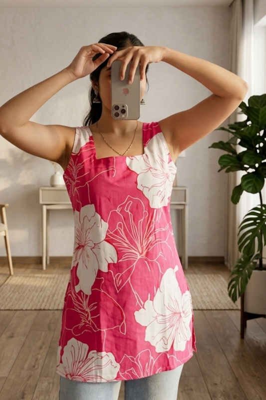 Designer Cotton Print Short Kurti for Women