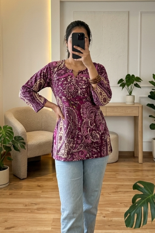 Lightweight Cotton Printed Short Kurti – Summer Collection