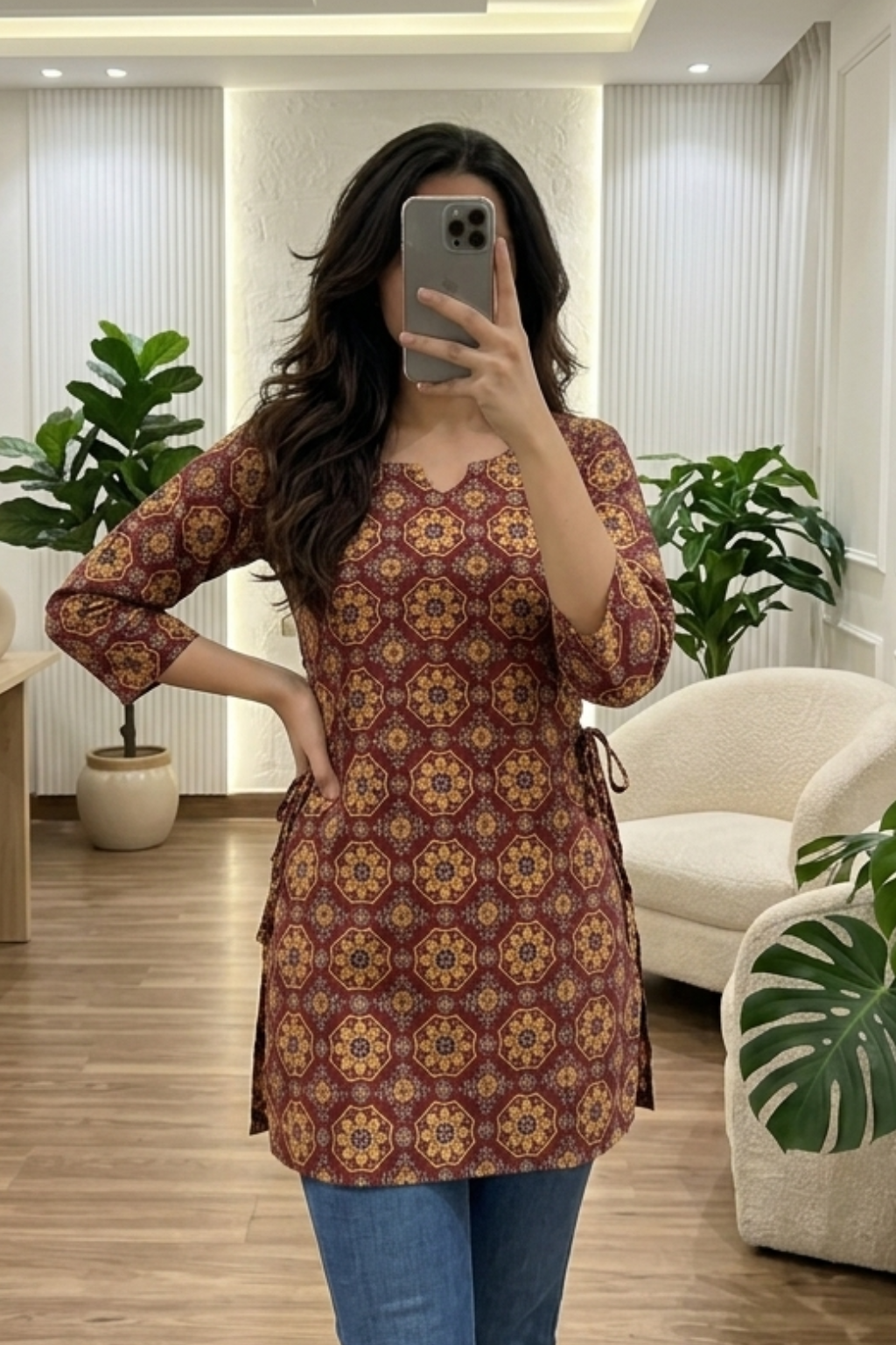 Stylish Cotton Printed Short Kurti for Casual & Office Wear (Copy)