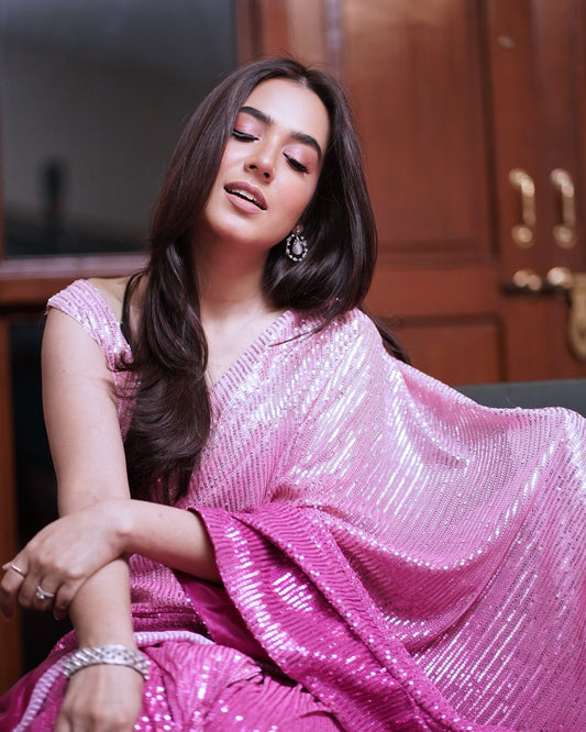 Designer Georgette Saree with Sequins Full Work Blouse