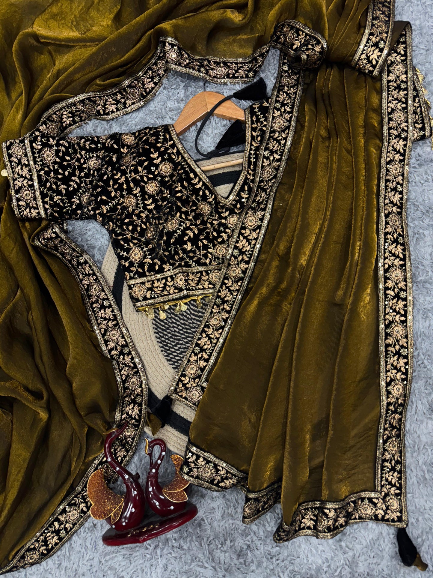 Pure Space Silk Saree with Fully Stitched Velvet Blouse