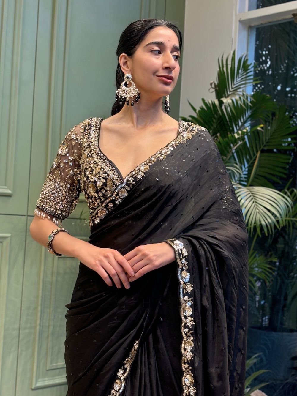 Soft Rangoli Silk Saree with Sequin Embroidery Lace Border
