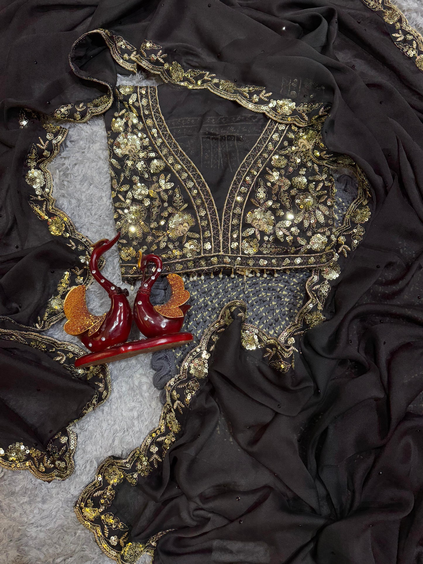 Soft Rangoli Silk Saree with Sequin Embroidery Lace Border