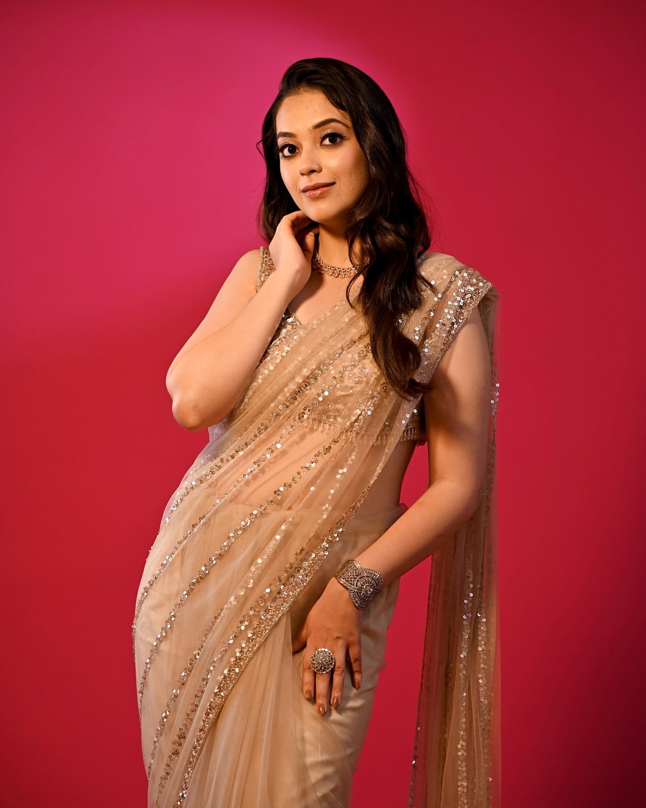 Heavy Organza Saree with Embroidered Zari Work Blouse