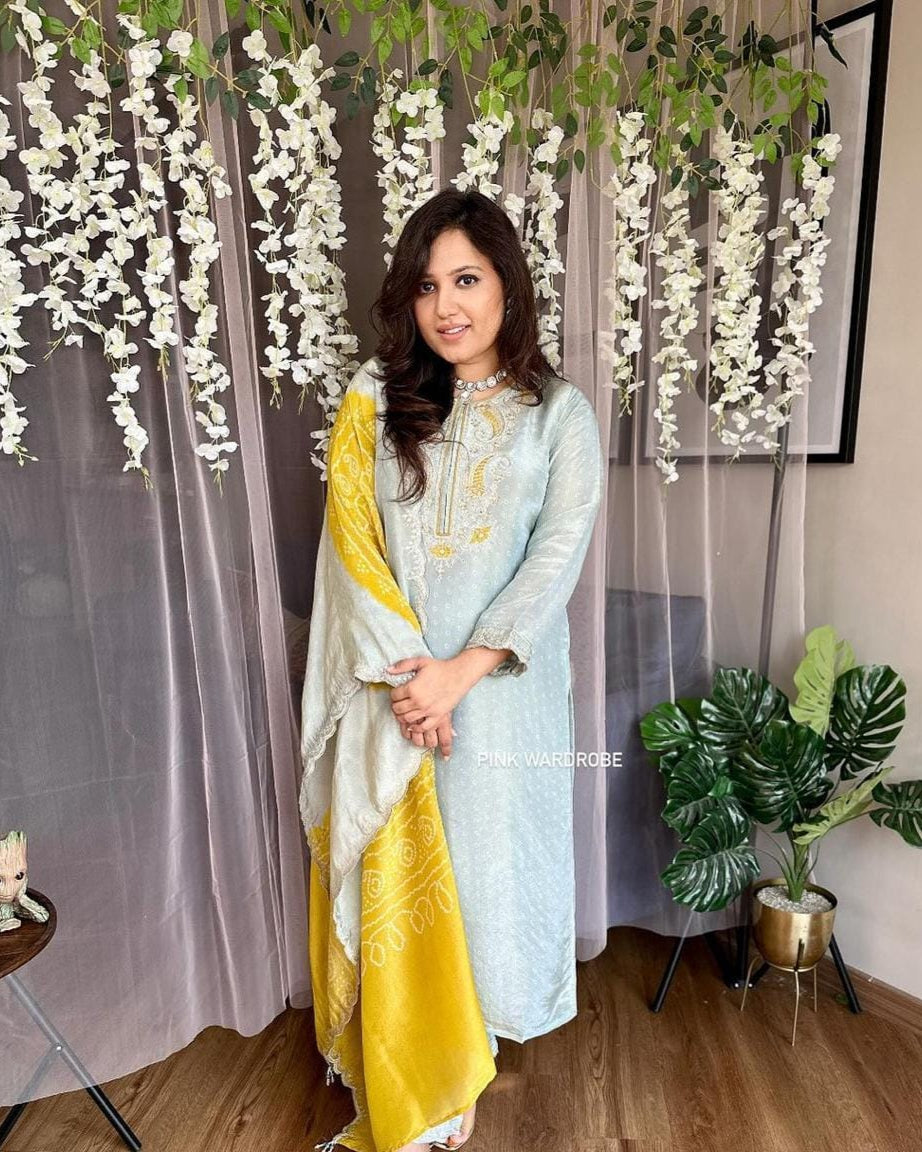designer pastel kurti,ethnic wear for parties,tissue silk suit set,straight cut silk kurta,women kurti bottom dupatta,pastel kurti set for women,silk kurti with hand embroidery,elegant ethnic outfit,cotton lined kurti,soft silk ethnic wear,indian party wear suit,trendy festive kurti set,leheriya dupatta look,stylish kurti for women,tissue kurti online,kurti with work on yoke,women traditional wear,premium festive wear,silk suit for haldi or pooja,kurti for small functions,ethnic outfit with dupatta
Let me