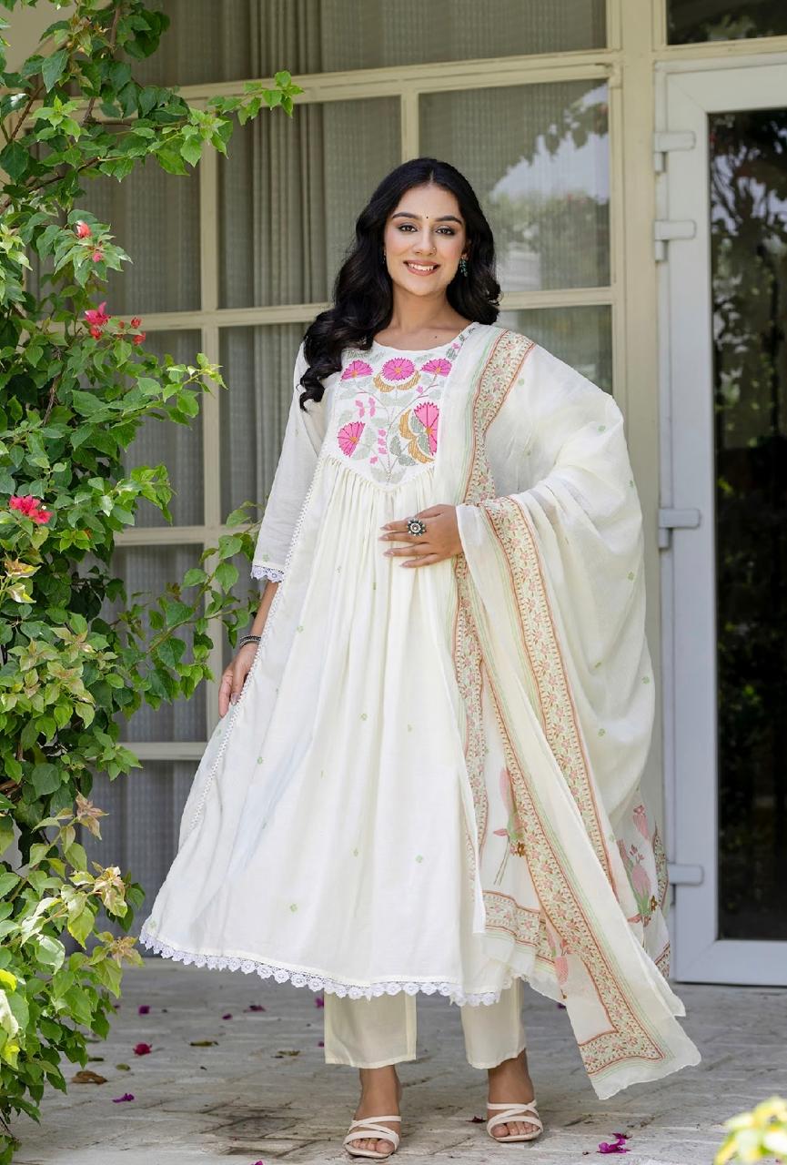 white anarkali kurti,white cotton kurti,anarkali kurta set,white kurta with dupatta,flared white kurti,white ethnic wear,women's white kurti,printed white anarkali,cotton anarkali dress,white kurti set for women,white long kurta,white indian kurti,elegant white anarkali,summer cotton kurti,white kurti pant set,traditional white kurta,white embroidered kurti,anarkali cotton suit set,soft cotton white dress,white anarkali for pooja,white anarkali for haldi,ready to wear white kurti,white festival wear kurti,w