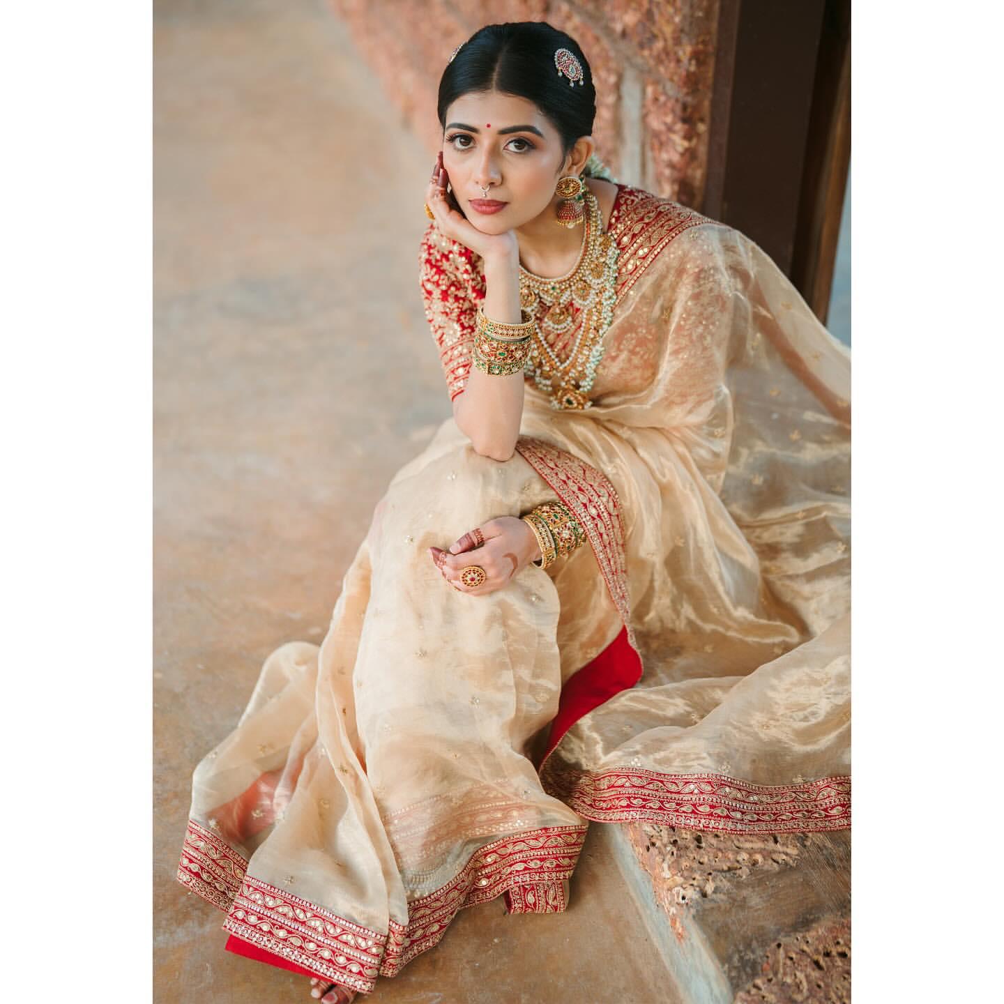 Heavy Organza Saree with Sequin Border Banglori Silk Blouse