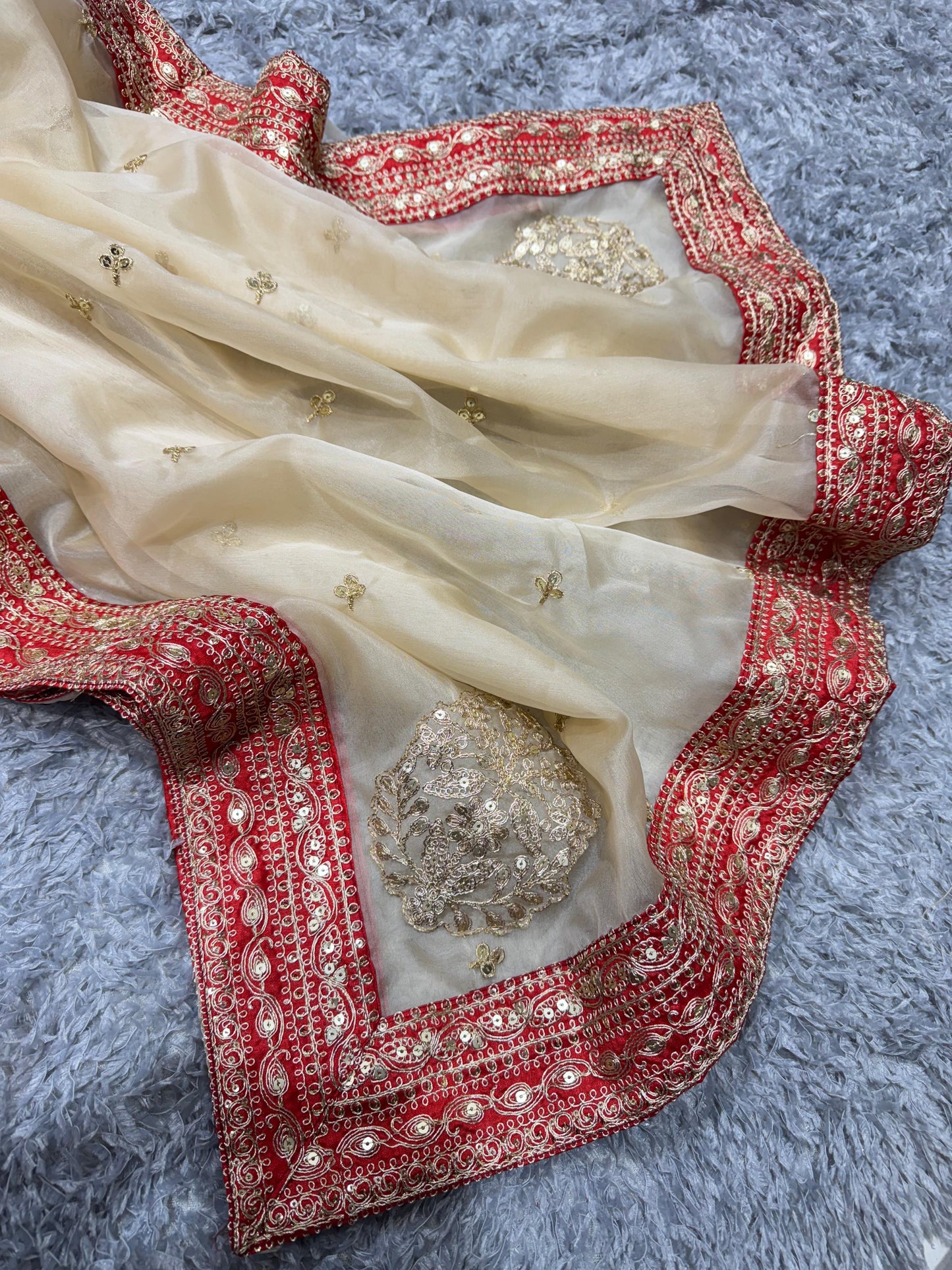 Heavy Organza Saree with Sequin Border Banglori Silk Blouse