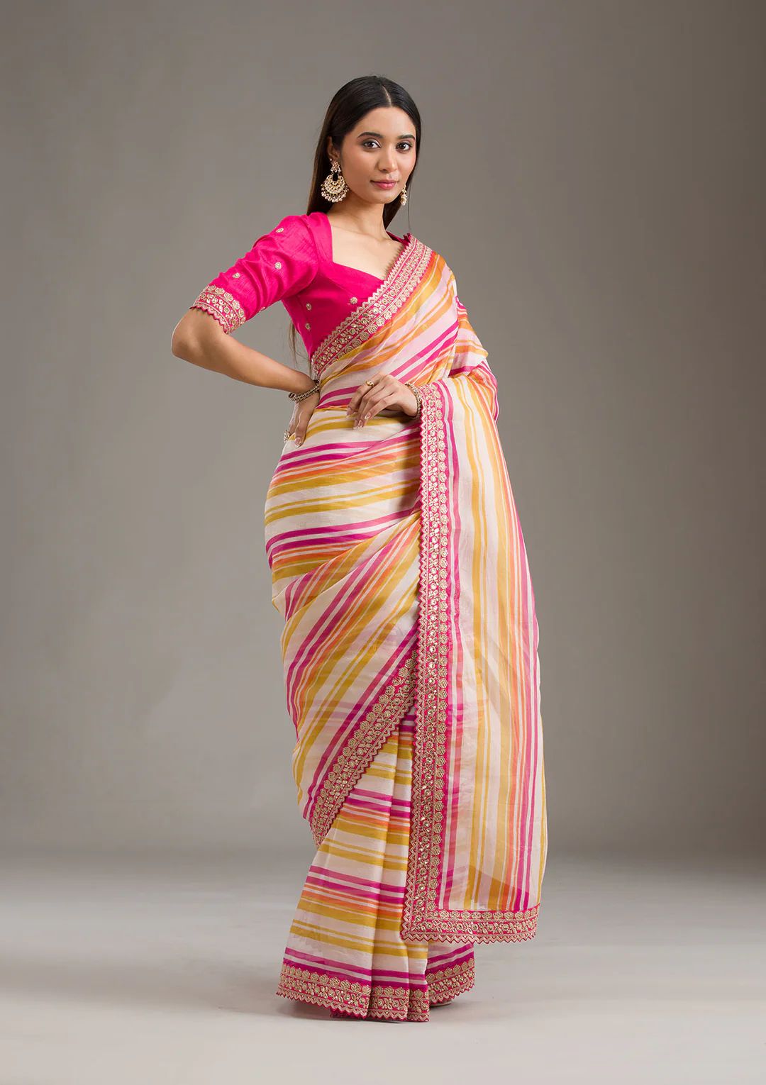 Premium Leriya Print Saree with Banglori Silk Blouse