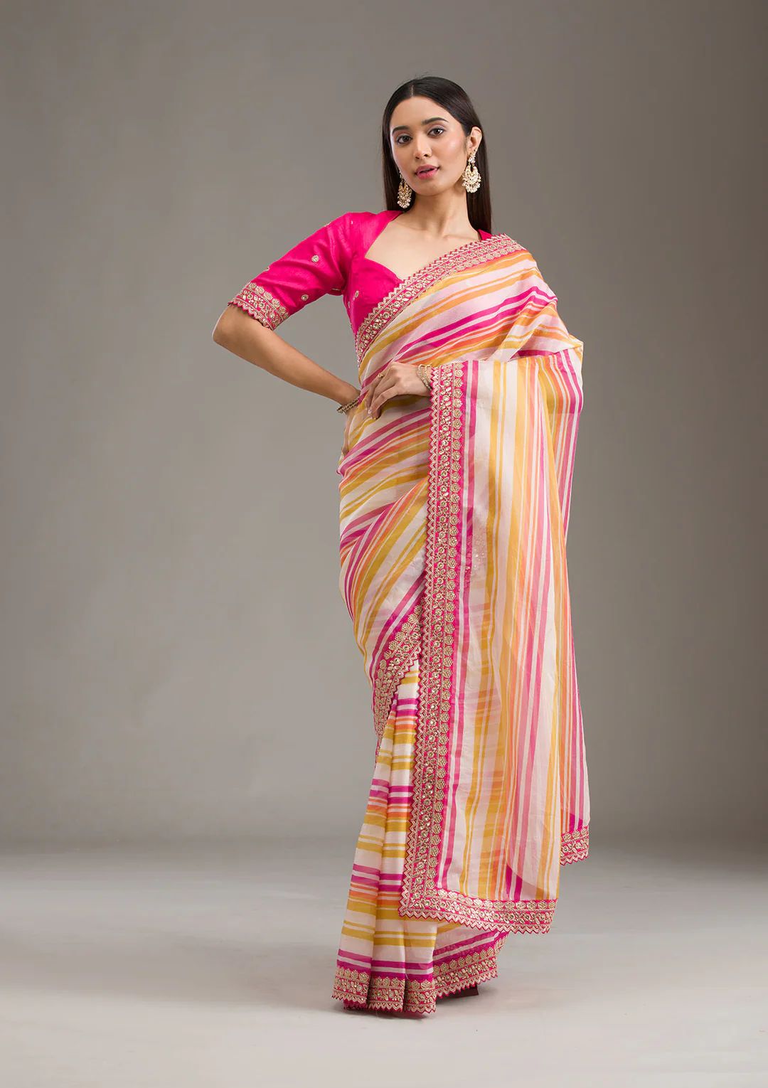 Premium Leriya Print Saree with Banglori Silk Blouse