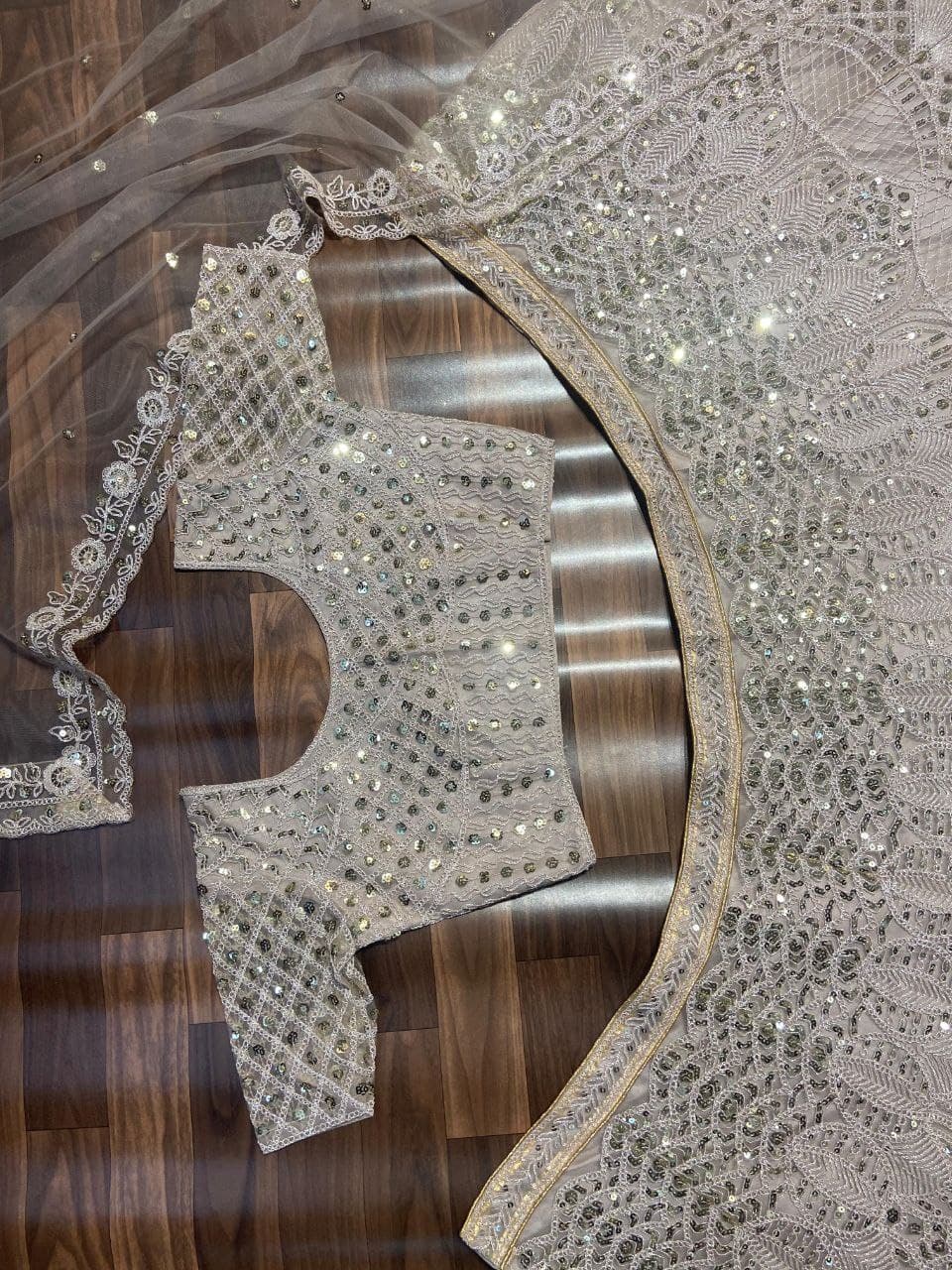 Designer Net Lehenga with Sequin Finish Dupatta