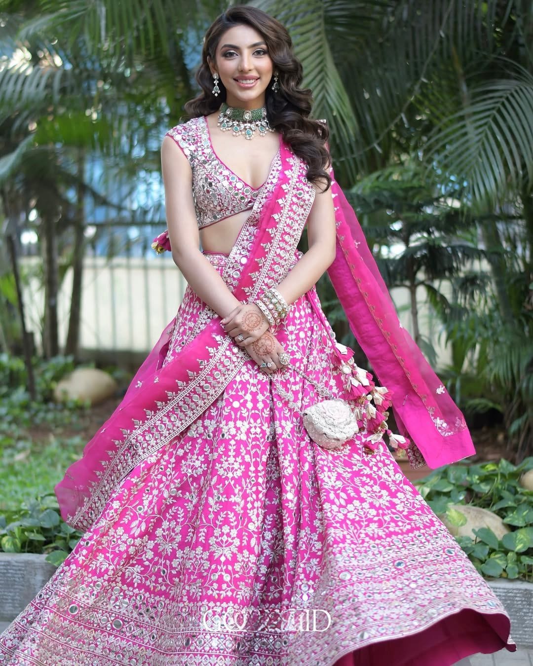 Premium Mirror Work Lehenga with Organza Blouse & Dupatta