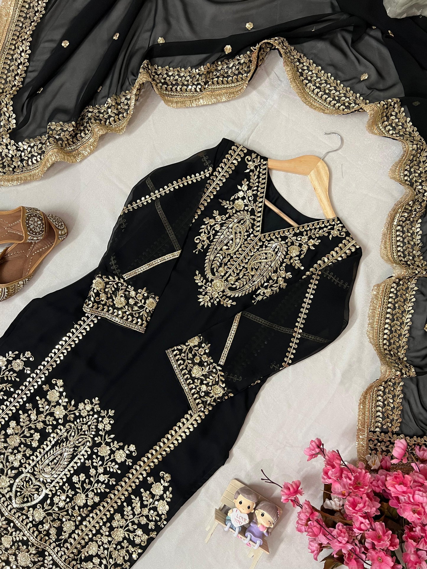 Georgette Sequin work Black Salwar Kameez