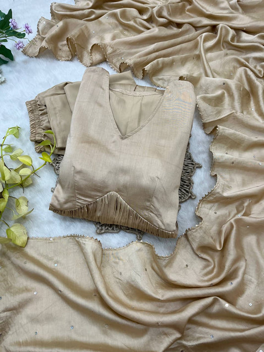 Chanderi Cotton Solid Heavy Anarkali Suit