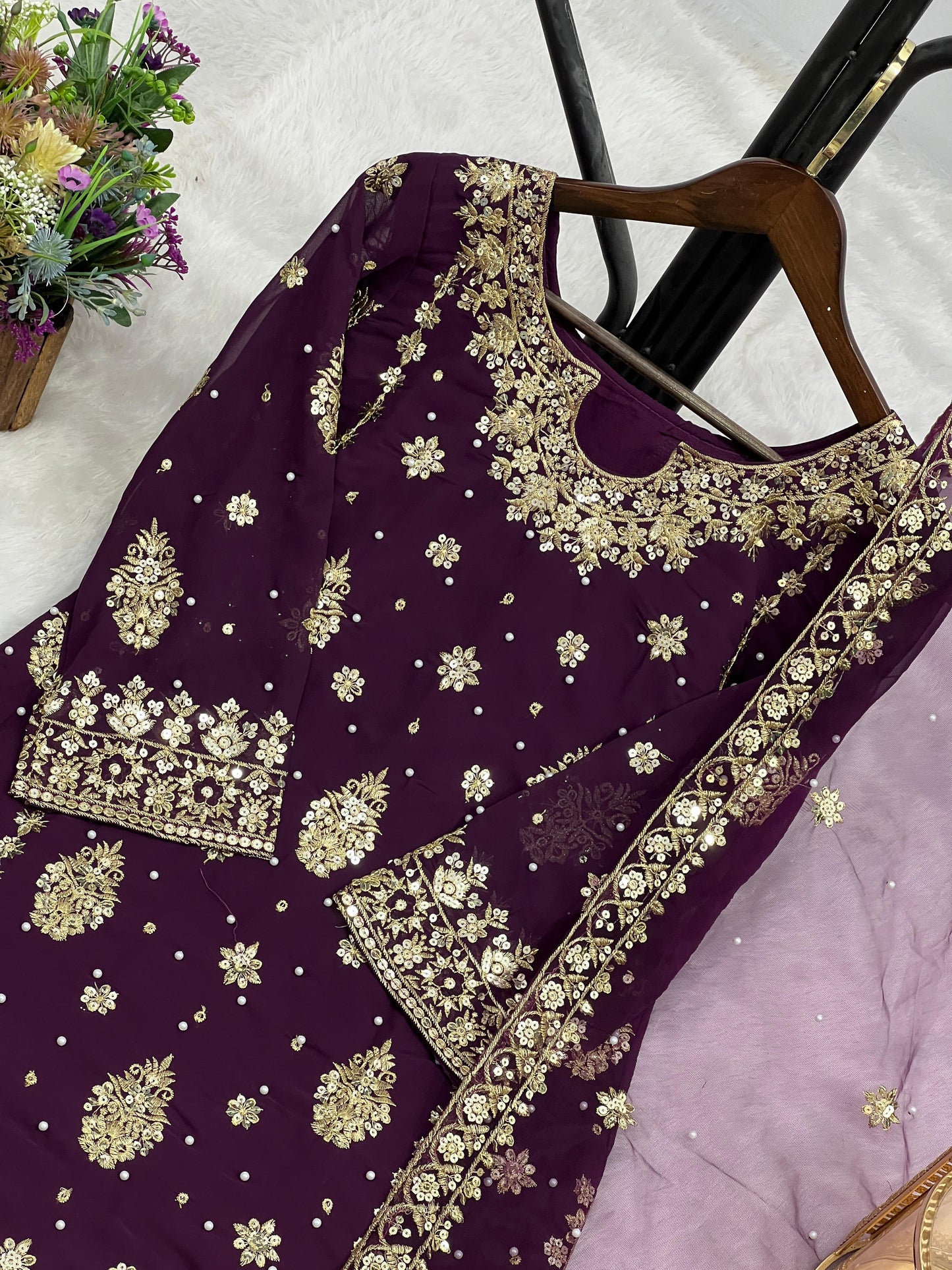 Embroidered Sequin work Georgette Suit