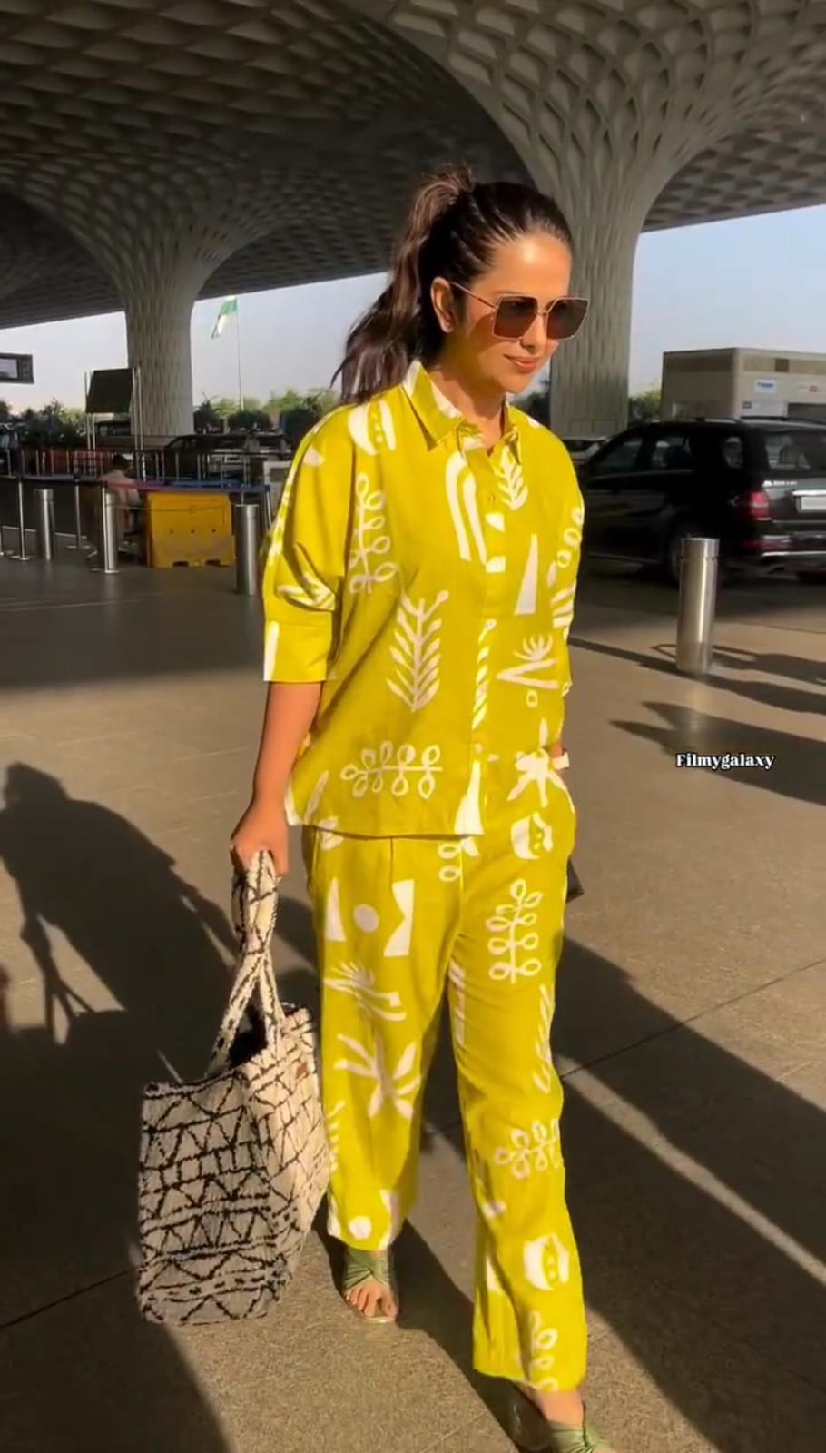 Travel Fashion with Lime Green Abstract Co-ord Set