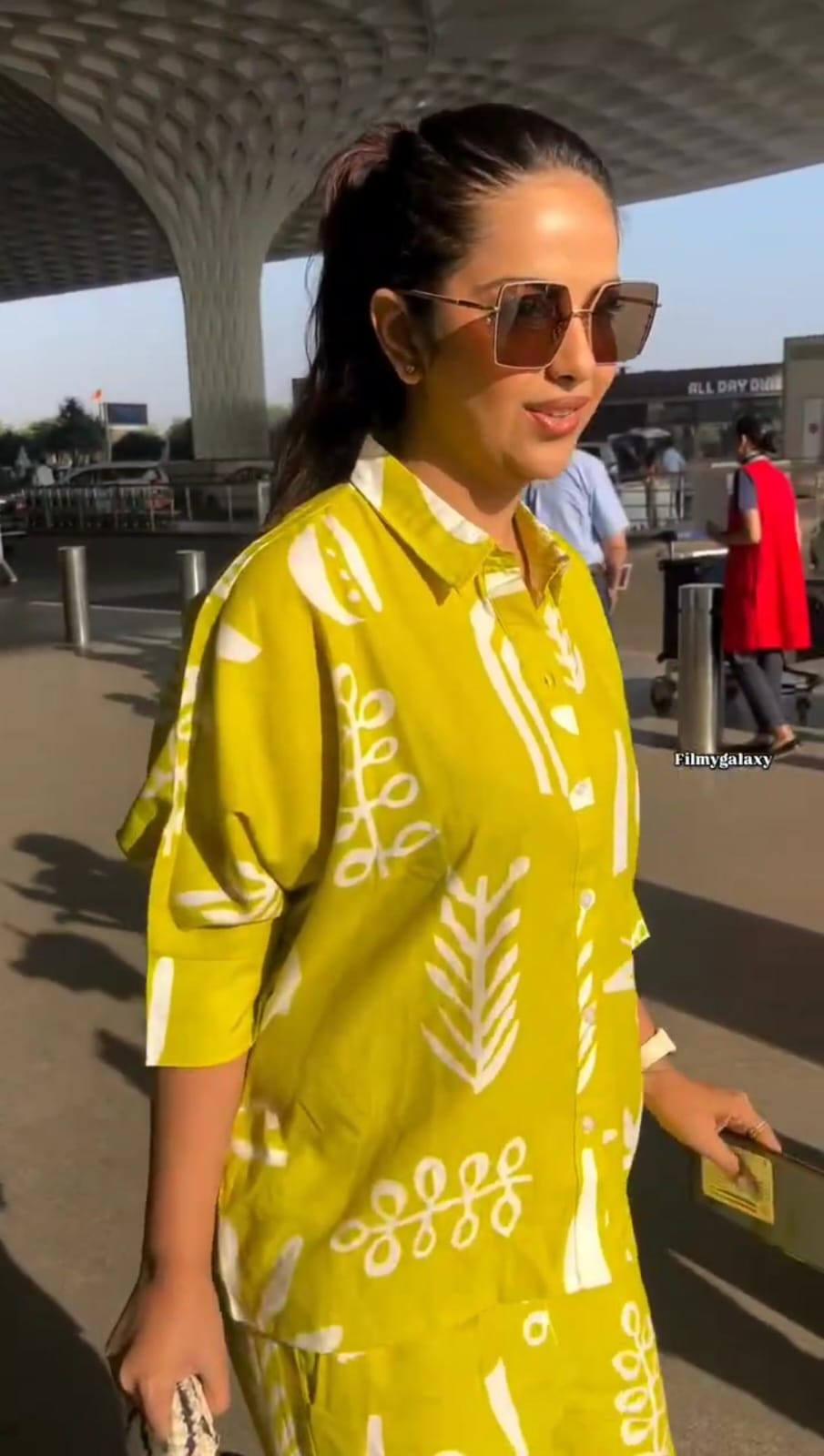 Travel Fashion with Lime Green Abstract Co-ord Set