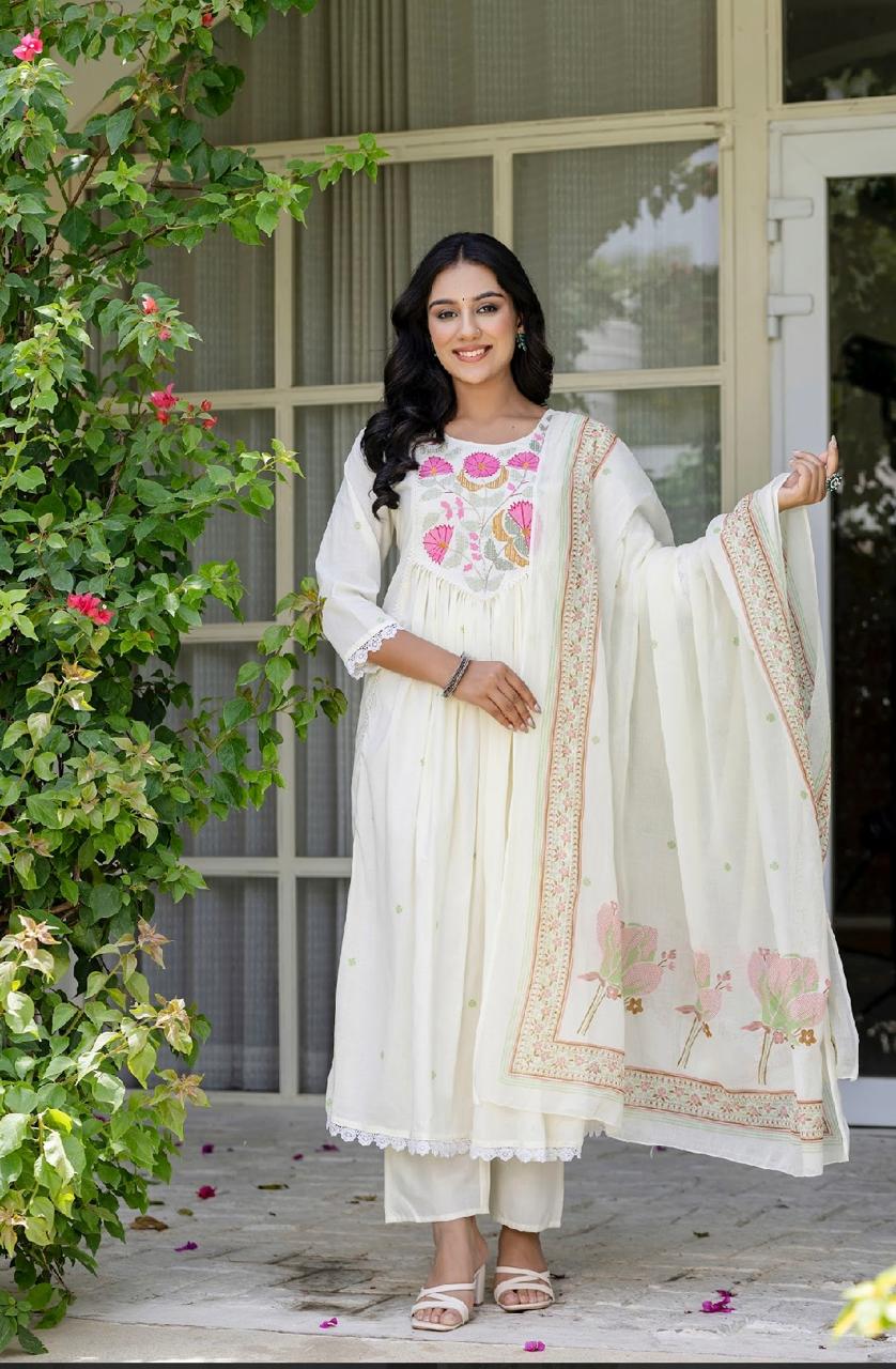 Indian Style cotton Anarkali 3-piece set: for Women