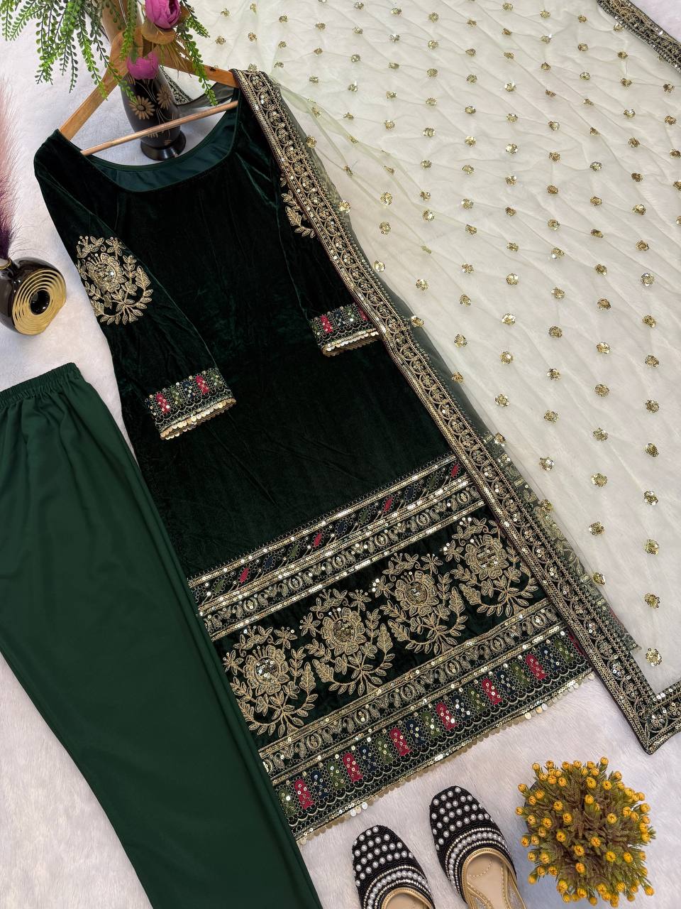 Heavy Viscous Velvet With Heavy Designer Salwar Kameez