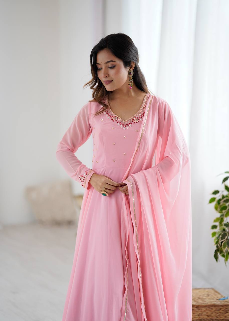 Special Launch Flared Pink Anarkali Suit