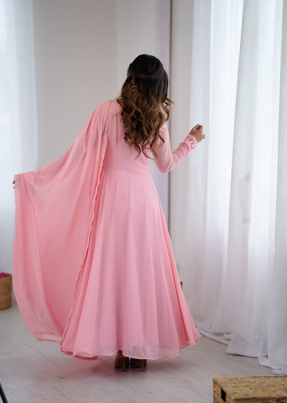 Special Launch Flared Pink Anarkali Suit
