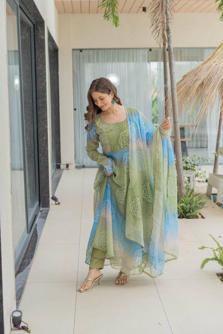 Long Flared Designer Anarkali Gown Set
