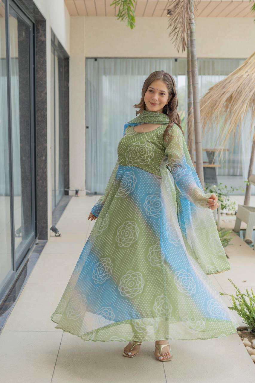 Long Flared Designer Anarkali Gown Set