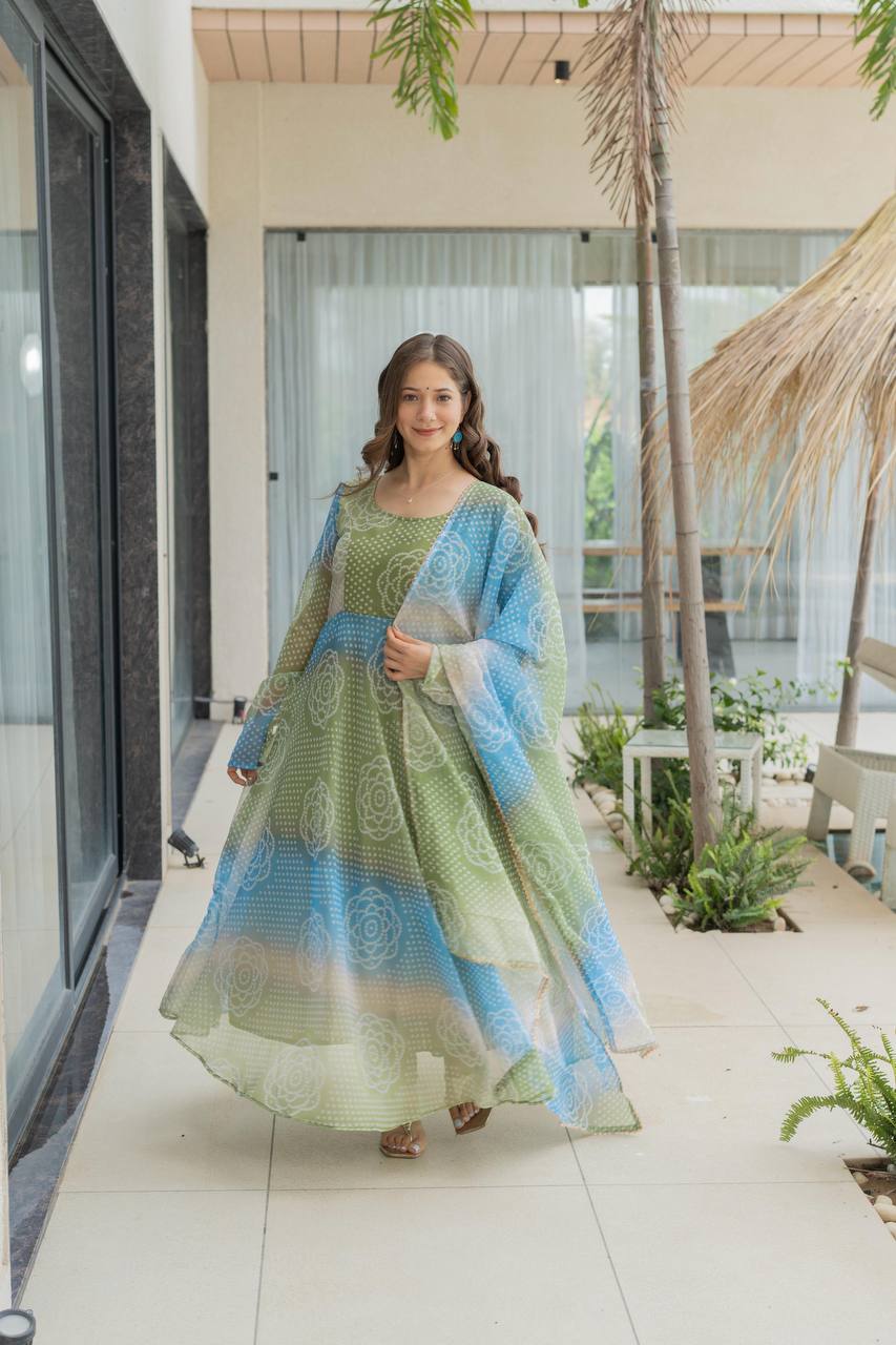 Long Flared Designer Anarkali Gown Set