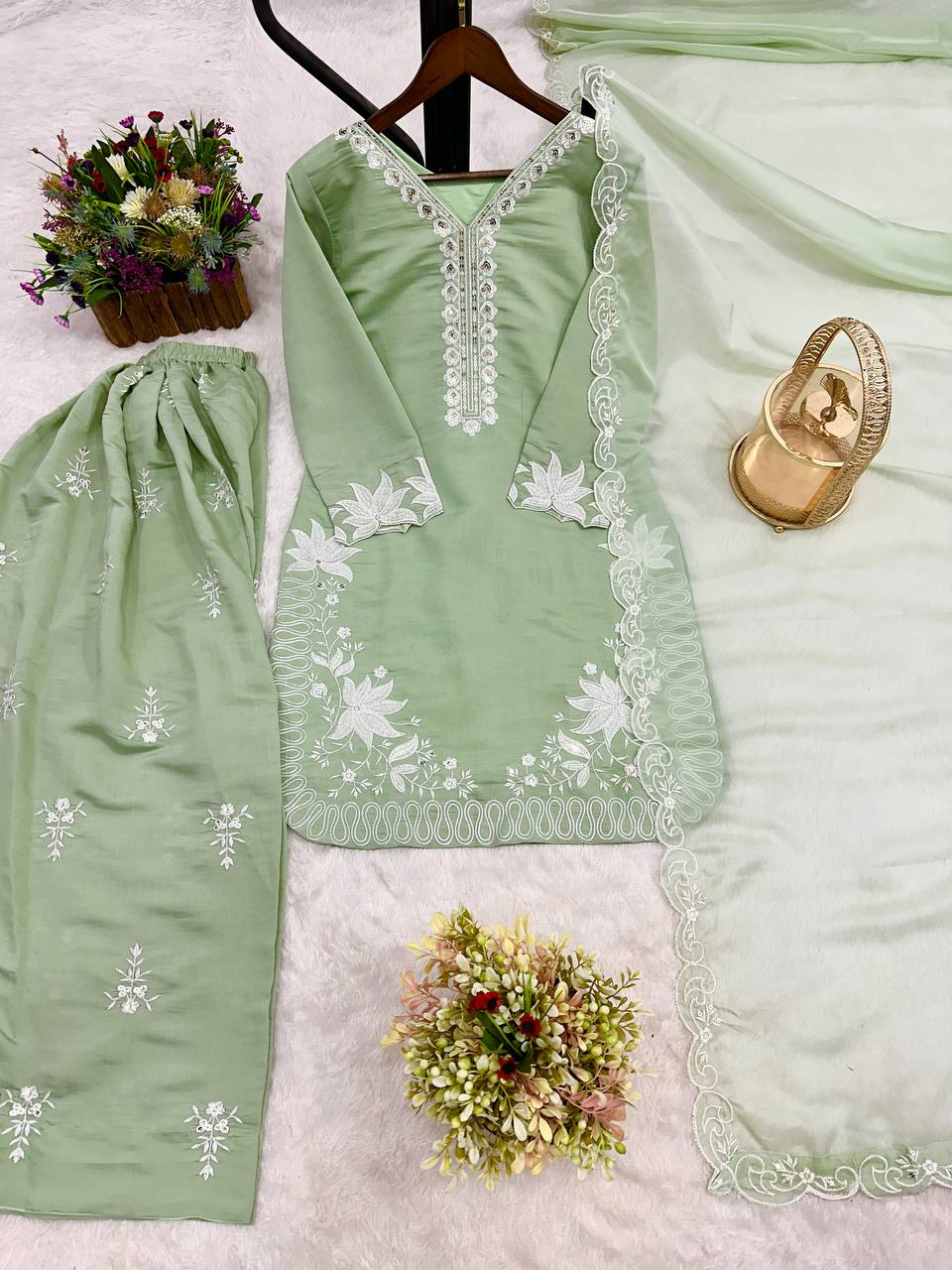 beautiful Roman Silk Salwar Kameez Set Women