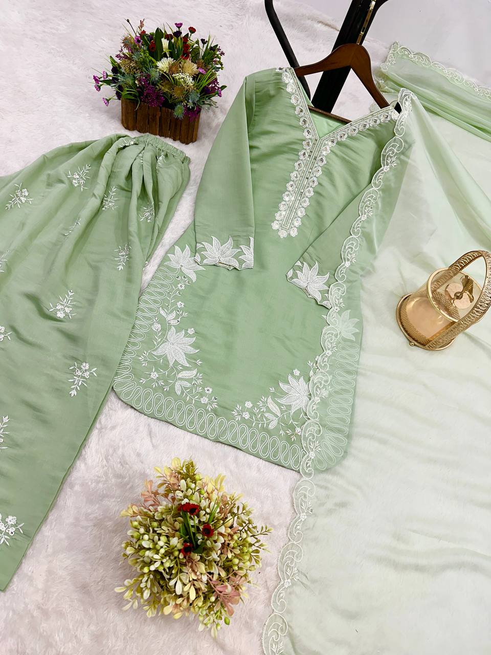 beautiful Roman Silk Salwar Kameez Set Women