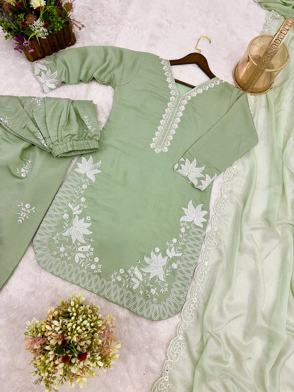 beautiful Roman Silk Salwar Kameez Set Women