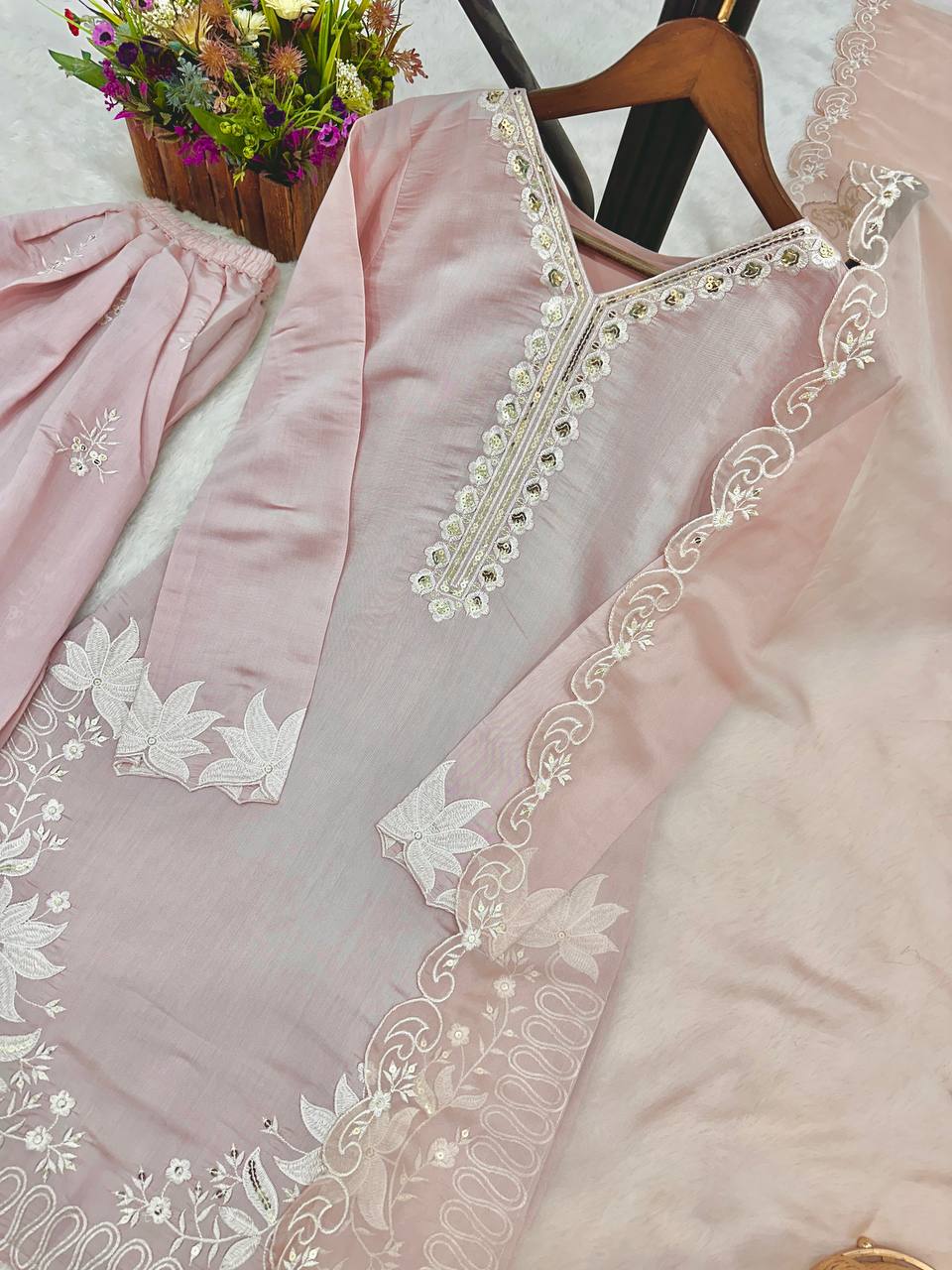 beautiful Roman Silk Salwar Kameez Set Women