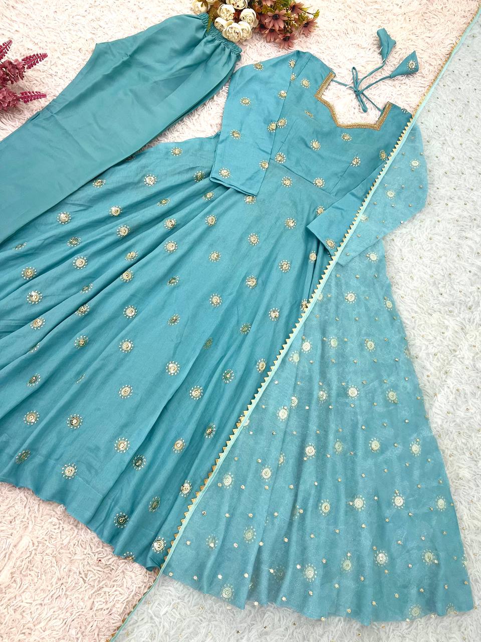 Women Bollywood Tunic Kurti Pant Dupatta Designer Set
