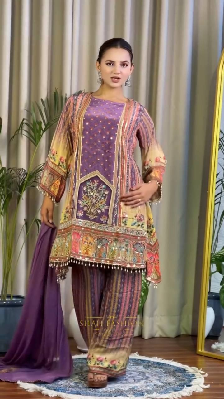 Beautiful Designer Chinon Silk Salwar Kameez