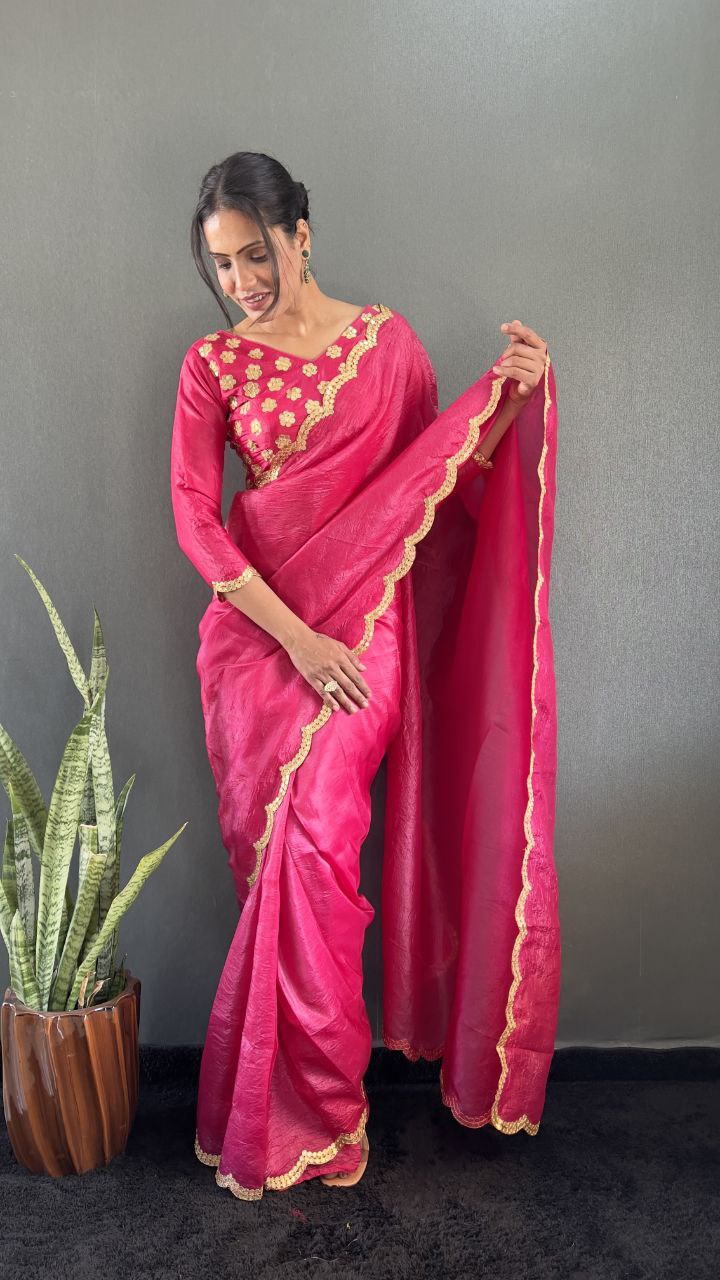 Silk Saree with Zari Detailing elegance and Shine