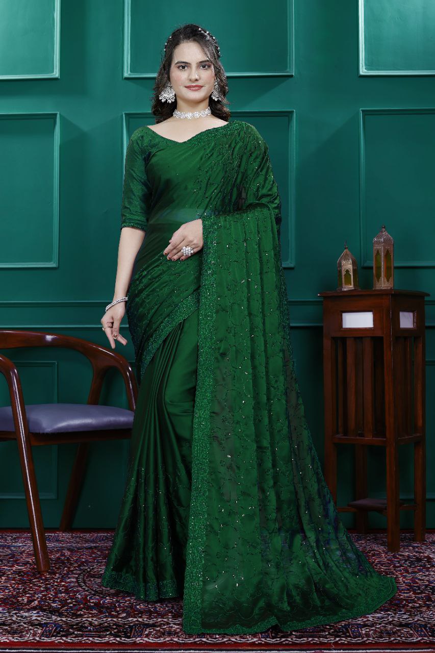 Party Wear Sequin Saree in Rangoli Silk Fabric Sparkle