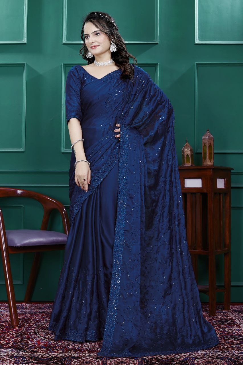 Party Wear Sequin Saree in Rangoli Silk Fabric Sparkle