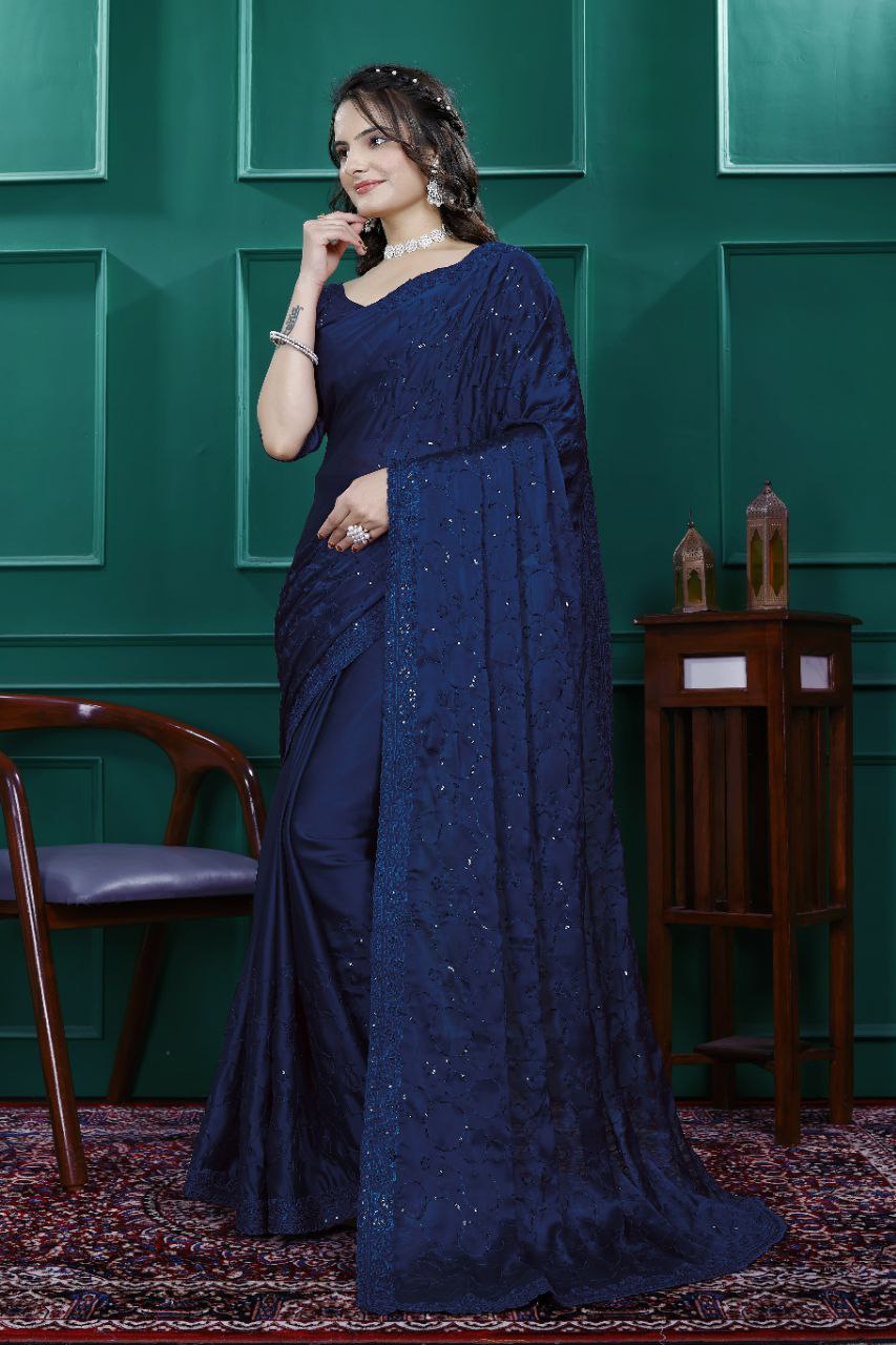 Party Wear Sequin Saree in Rangoli Silk Fabric Sparkle
