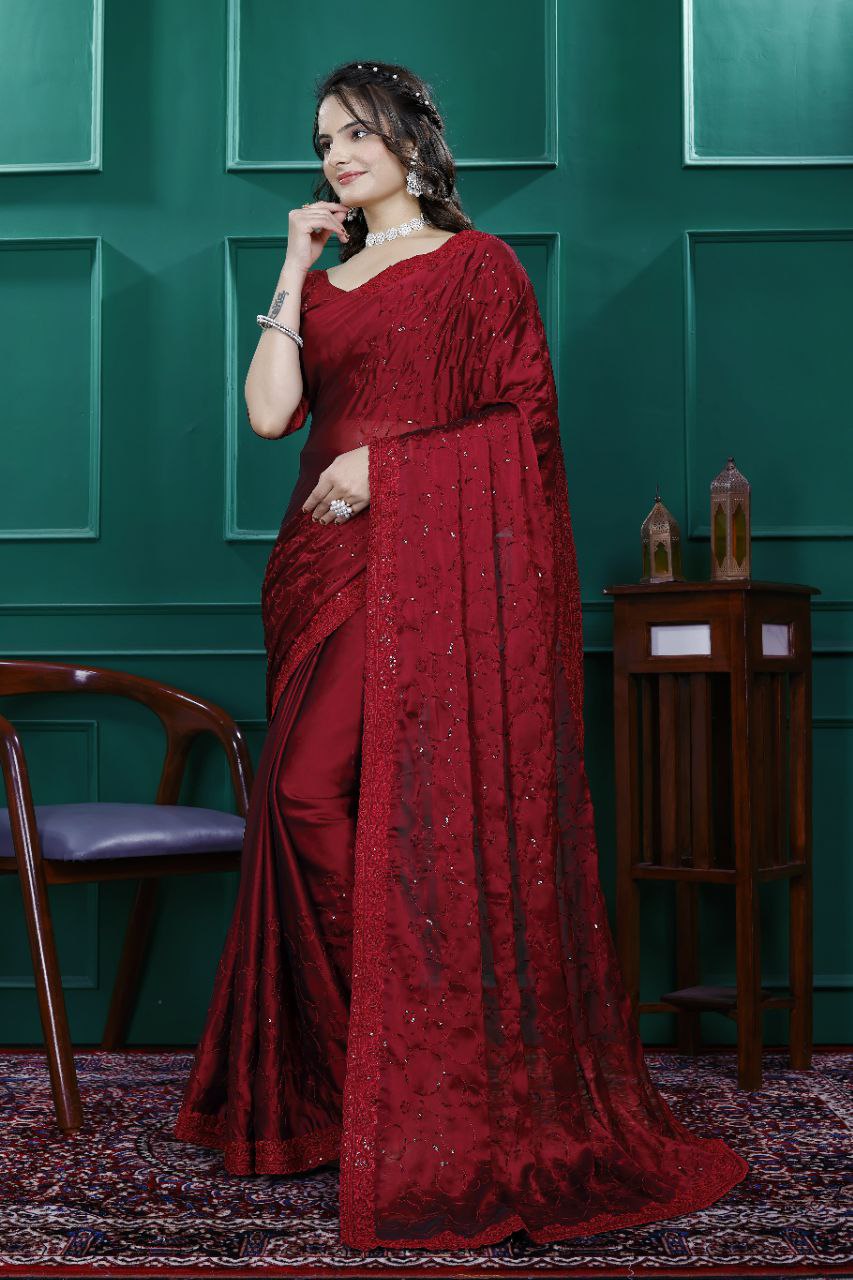 Party Wear Sequin Saree in Rangoli Silk Fabric Sparkle